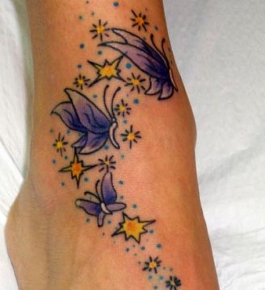 Butterfly Tattoo Design On The Foot