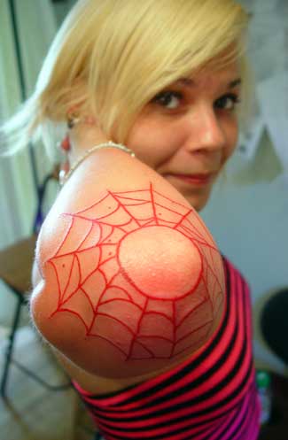 spider web tattoos. spider webs are easy