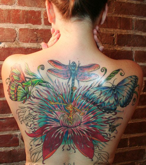 flower butterfly tattoo design for women feminine