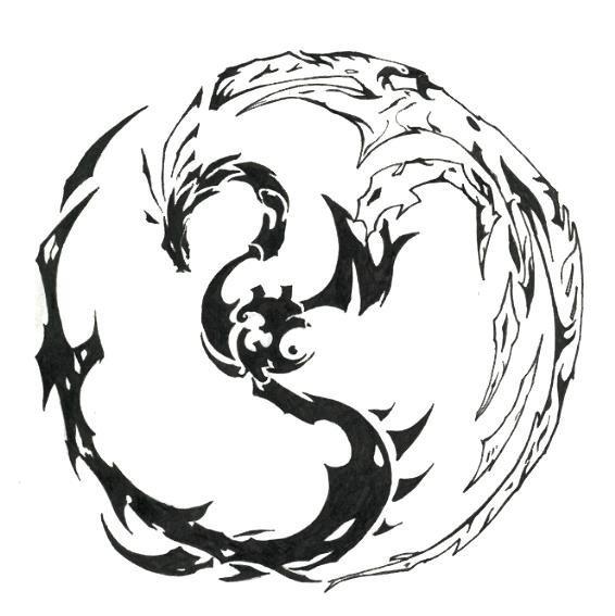Dragon Phoneix Tribal Tatoo Design by kvasaclimited