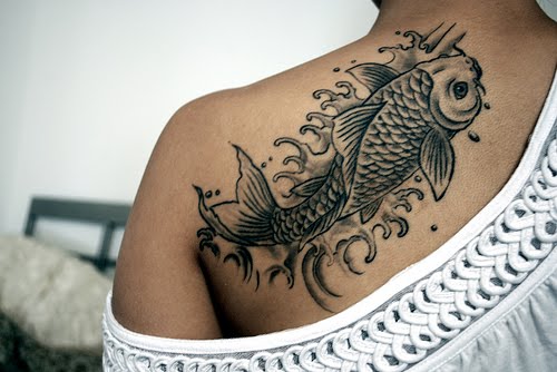 back tattoos for black men. Japanese Koi Fish Tattoo
