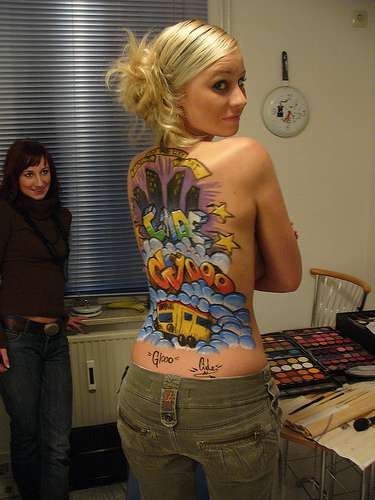sexy back tattoos. sexy girl with graffiti tattoo