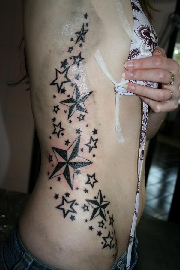 Temporary star tattoo design with a combination of a classic star