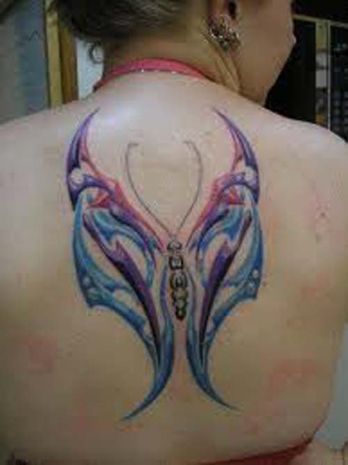 butterfly tattoo on back body women