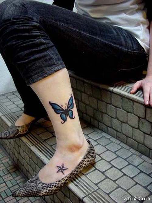 Butterfly Tattoos On Ankle