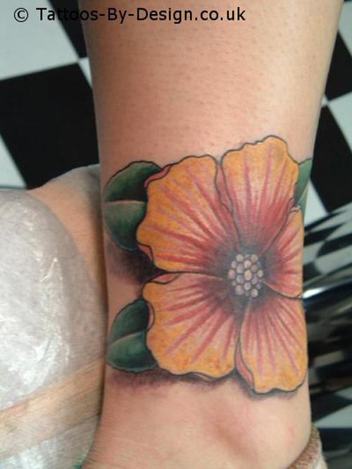 hibiscus flowers tattoos. Red foot hibiscus flower