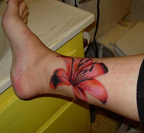 hibiscus flower tattoos. Red foot hibiscus flower