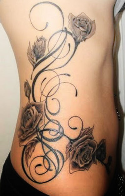 black and white rose tattoo designs. beautiful vine tattoo designs