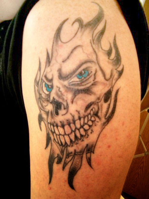 skull tattoo designs fire