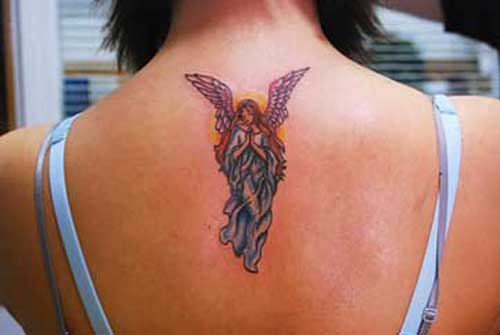 beautiful angel tattoos design on the back body