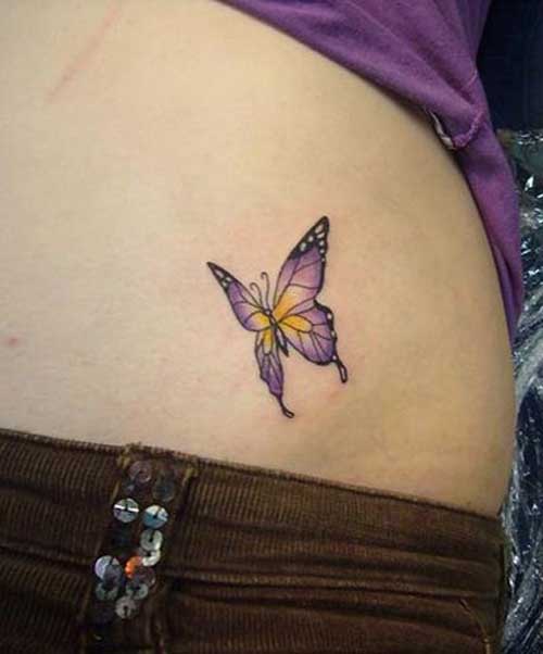 purple butterflies art small feminine tattoos look nice attached to the hip