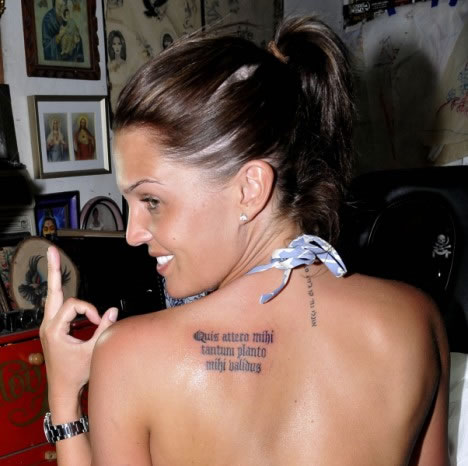 Danielle Lloyd has two visible tattoos which we know about female tattoos
